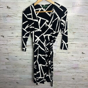 Lauren Ralph Lauren black white  wrap dress size 4